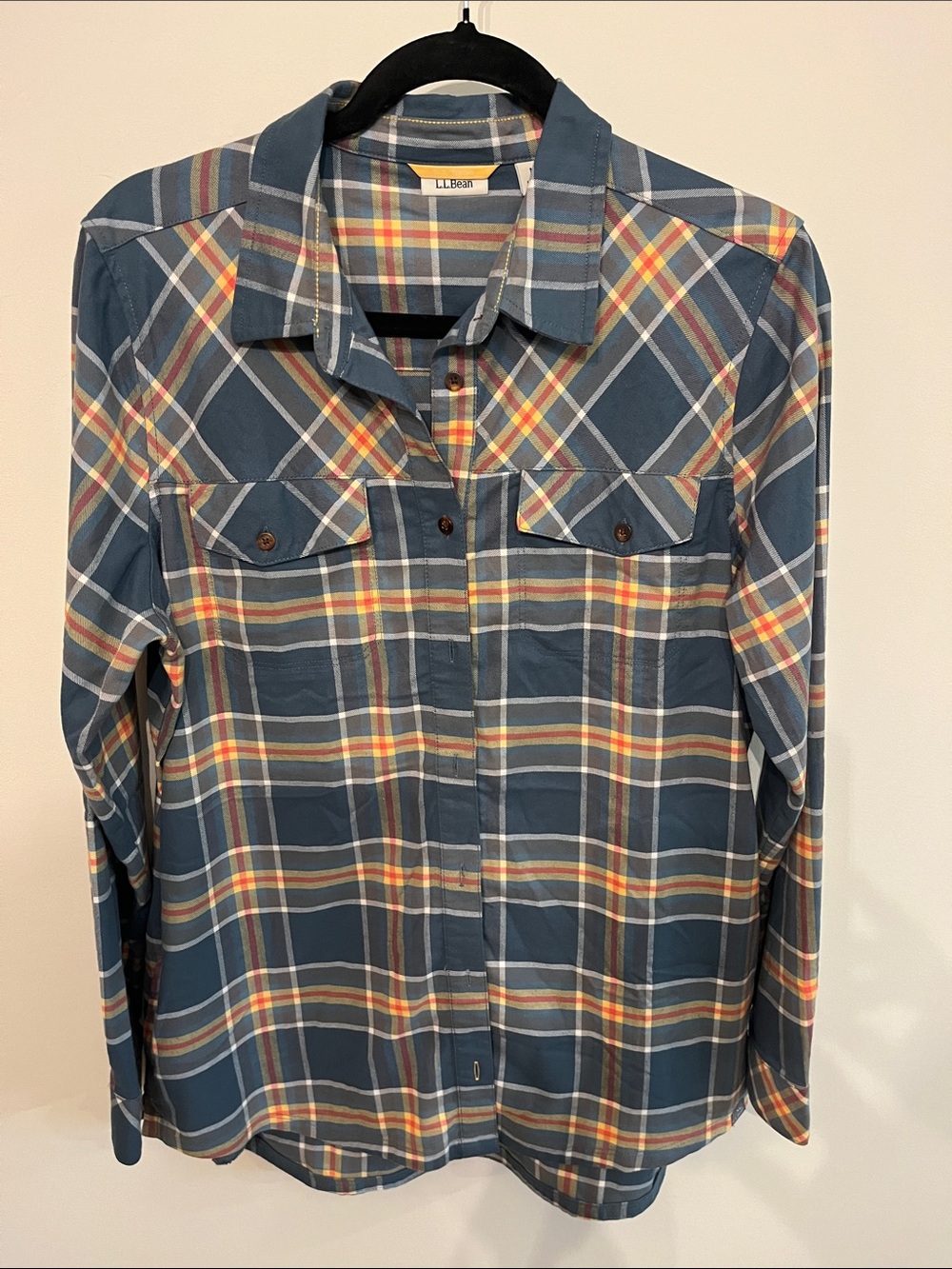 L.L. Bean Blue Plaid Long-Sleeve Button-Up Shirt